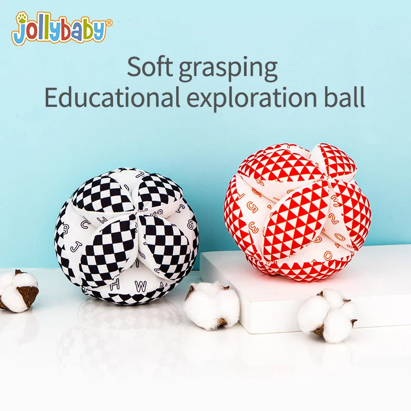 Jollybaby Custom Baby  Early Educational Cognitive Cloth Reversible Soft Plush Toy Baby Happy Magic Stuffed Ball