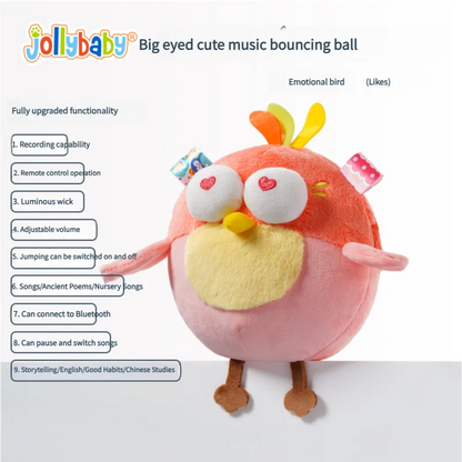 Jollybaby Electric Jumping Bird Sensory Toy Emotional Soothing Music Dancing plush Toy for Babies 0-6 yrs Early Education