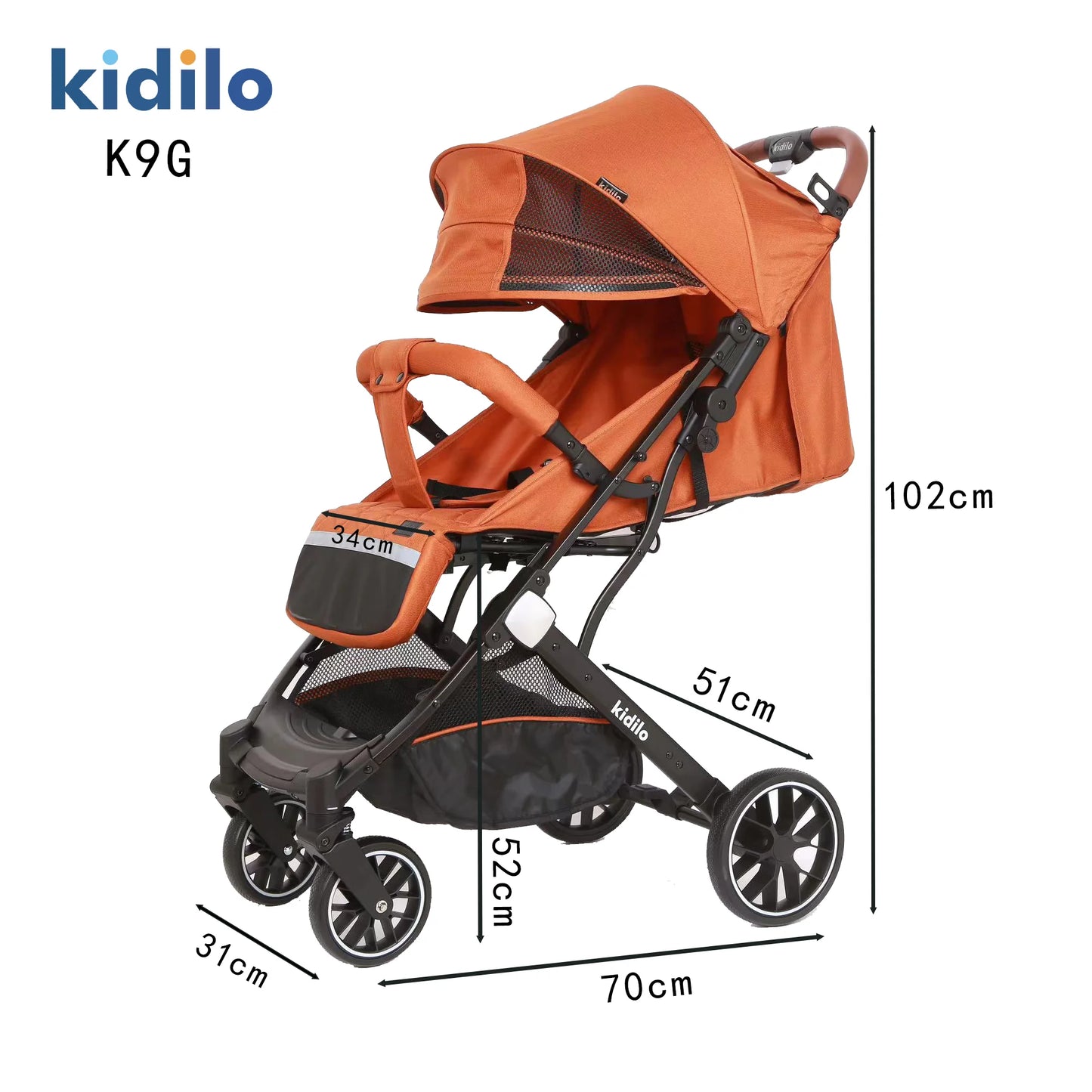 Kidilo 0-3 Years Non-Toxic Lightweight Portable Pushchair Baby Stroller Multiple Foldable for Travel Wholesale From China K9G