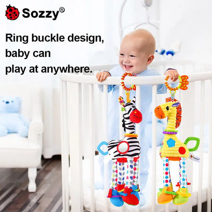 Jollybaby Baby Plush Bed Crib Hanging Toys Soothing Giraffe with Musical Teething Toy for Pram