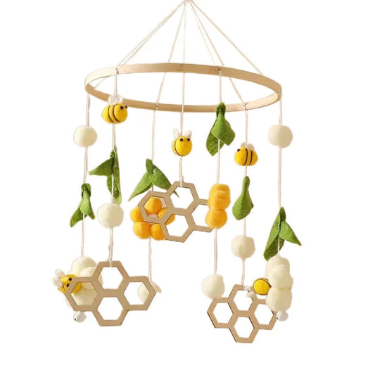 Customization Bee Animal Nursery Decoration Wooden Hanging Toy Baby Musical Crib Mobile Toys for Bed Crib