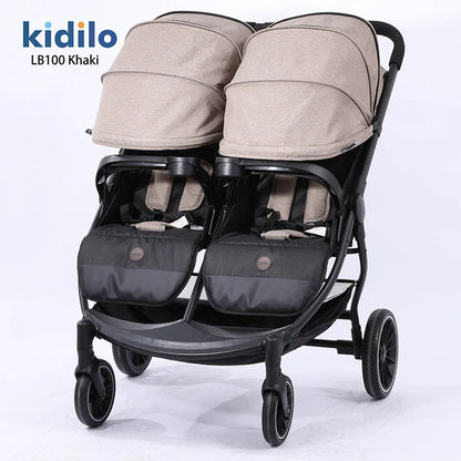 Kidilo 0-3 Years Double Twin Baby Stroller, Foldable Non-Toxic Travel Stroller for Toddlers Kids Daily Walks Family Trips LB100
