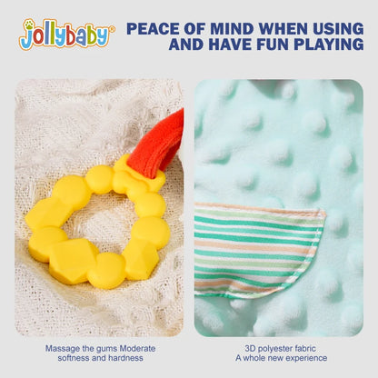 Jollybaby Custom Soft Plush Hand Rattle Baby Rattle Gift Set Newborn Hanging Toys Plastic Animal Toys Including a Stuffed Rabbit