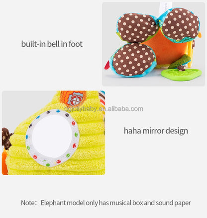 Animals Baby Soft Rattles Stroller Car Seat Giraffe Pull String Musical Hanging Baby Plush Toys Soothing Dolls with Music