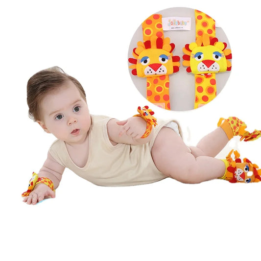 Jollybaby Cute Animal Soft Baby Rattles Wrist Rattles and Foot Finders with Butterflies and Lady Bugs for Fun