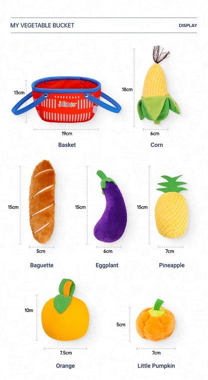 Custom Soft Plant Plush Cloth Kitchen Food Toy Fruit Vegetables Basket Pretend Play Toy Set Baby Plush Toys for Hamper