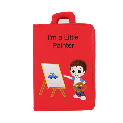 Jollybaby Kids Cloth Book with Color Pen Big Washable Painting Toys Puzzles Zipper Bag