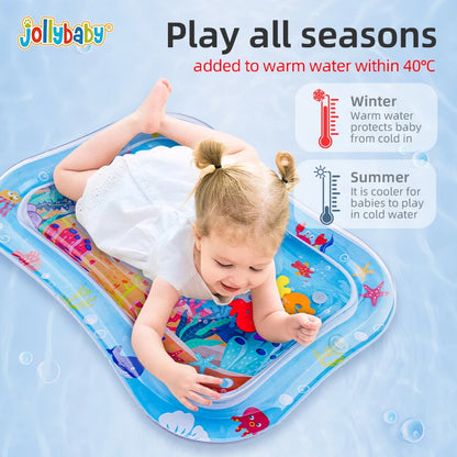 Jollybaby Portable Inflatable Cotton Water Play Mat Toy Wholesale Infants Baby Tummy Time Toy with Ocean Theme for 3 24 Months