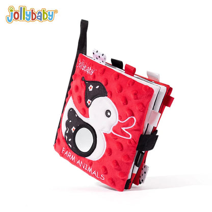 Jollybaby Unisex Soft-Colored Cloth Book for Kids Sensory Hearing Vision Development Natural Large Stock Separates Box + PE Bag
