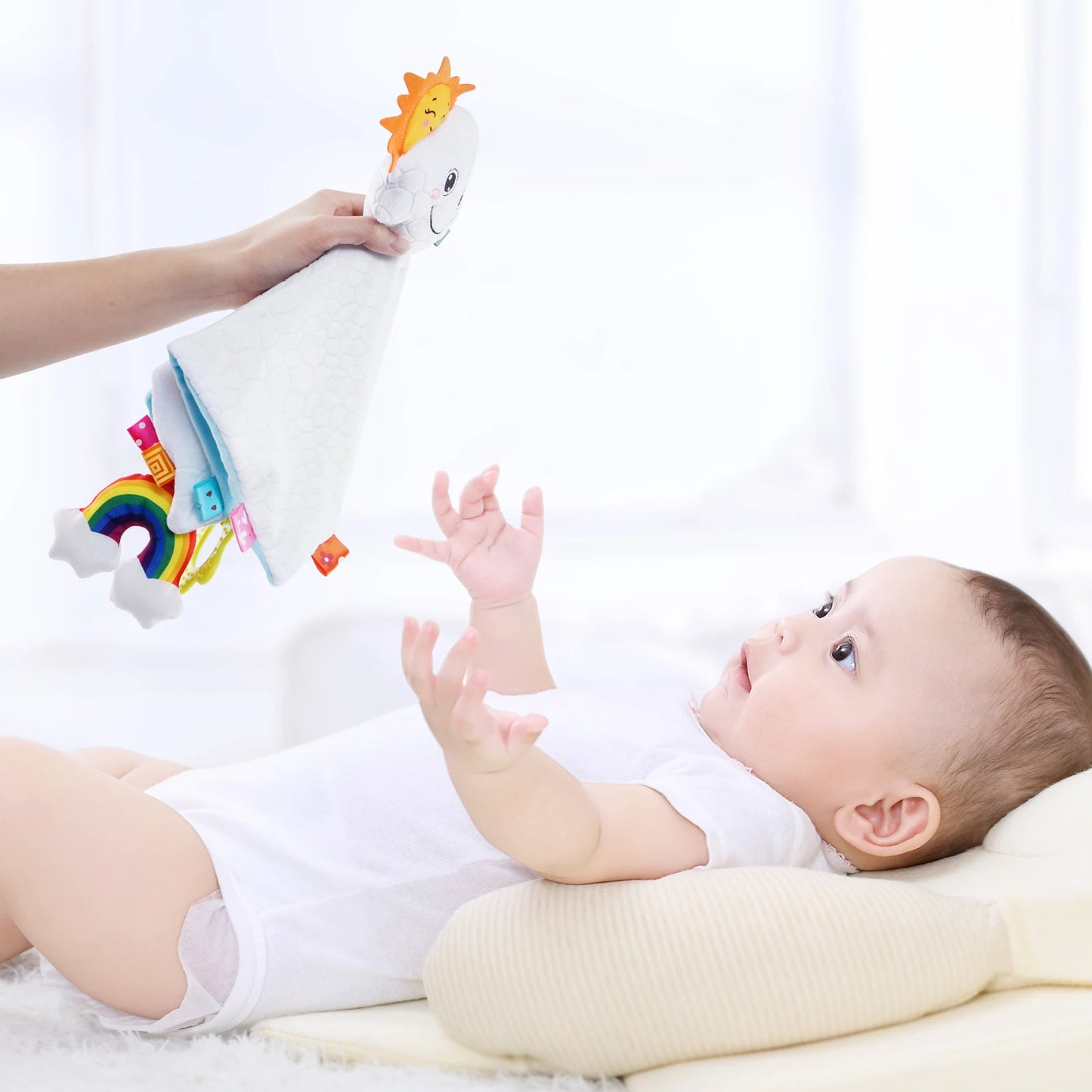 JOLLYBABY Animal Plush Security Blanket Soothing Toy Baby Teething Blanket Elephant Security Blanket Baby Comforter Toy