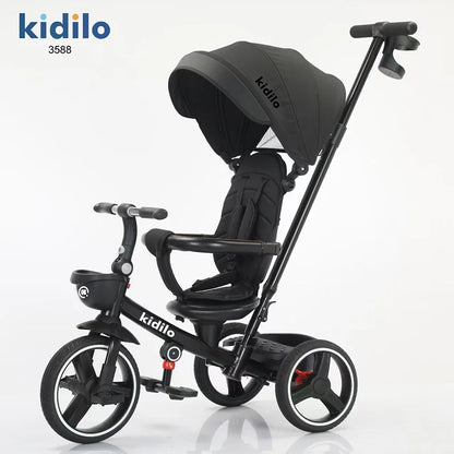 Kidilo Wholesale Baby Strollers 6 Months-3 Years 3-in-1 Ride-On Push Tricycle Stroller with Push Handle for Toddler Outdoor 3588