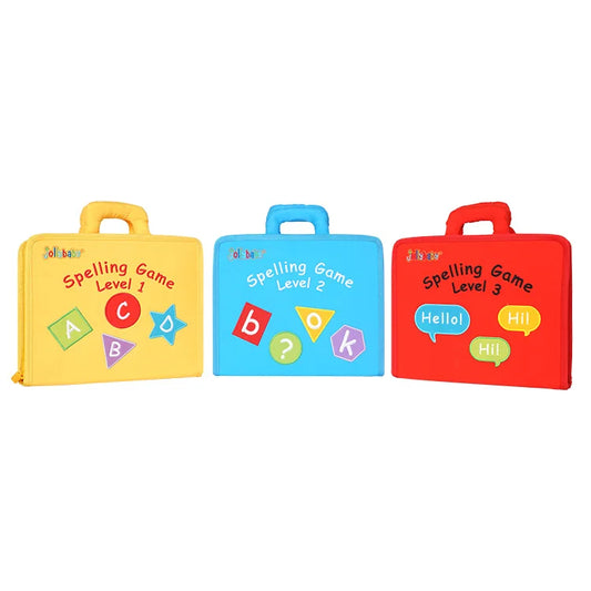 JOLLYBABY Hot Sale Soft Fabric Kids Learning Book Alphabetic Numbers and Shapes Toy for Babies