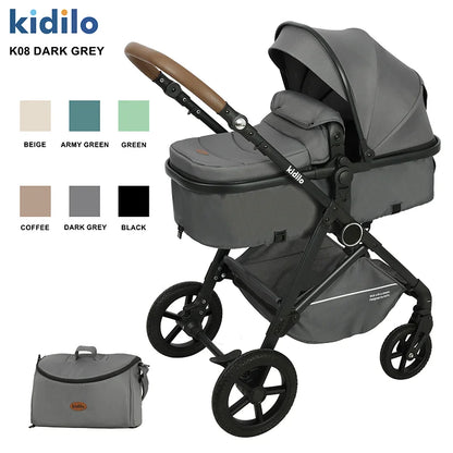 Kidilo Multiple Luxury Pushchair Prams Travel Folding Wagon Baby Stroller 2 in 1 with Car Seat Set for Babies Wholesale K08