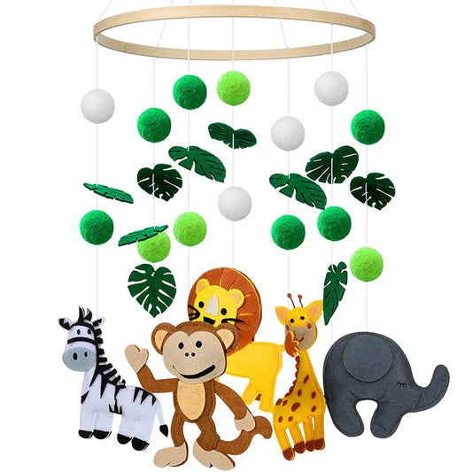 Custom Wood Felt Animal Baby Mobile Wind Chime Handmade Hanging Toys Baby Mobiles for Kids Crib Bed