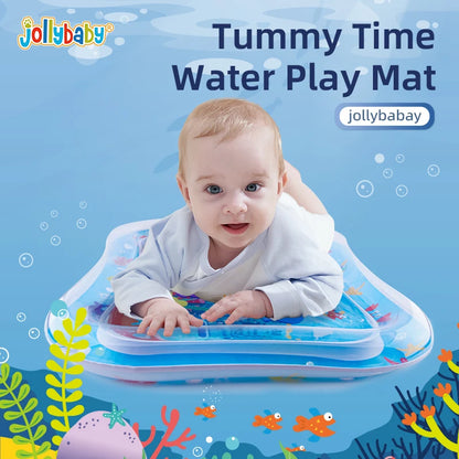 Jollybaby Portable Inflatable Cotton Water Play Mat Toy Wholesale Infants Baby Tummy Time Toy with Ocean Theme for 3 24 Months