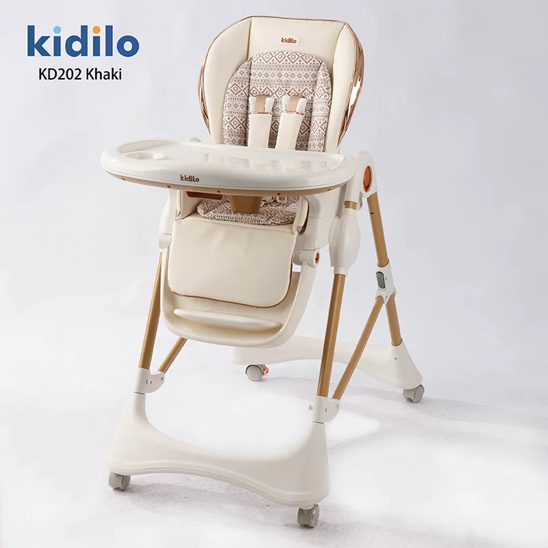 Kidilo 6-36 Months 3 in 1 Foldable Baby High Chair for Infants Non-Toxic Feeding Chair for Toddler Home Small Space Dining KD202