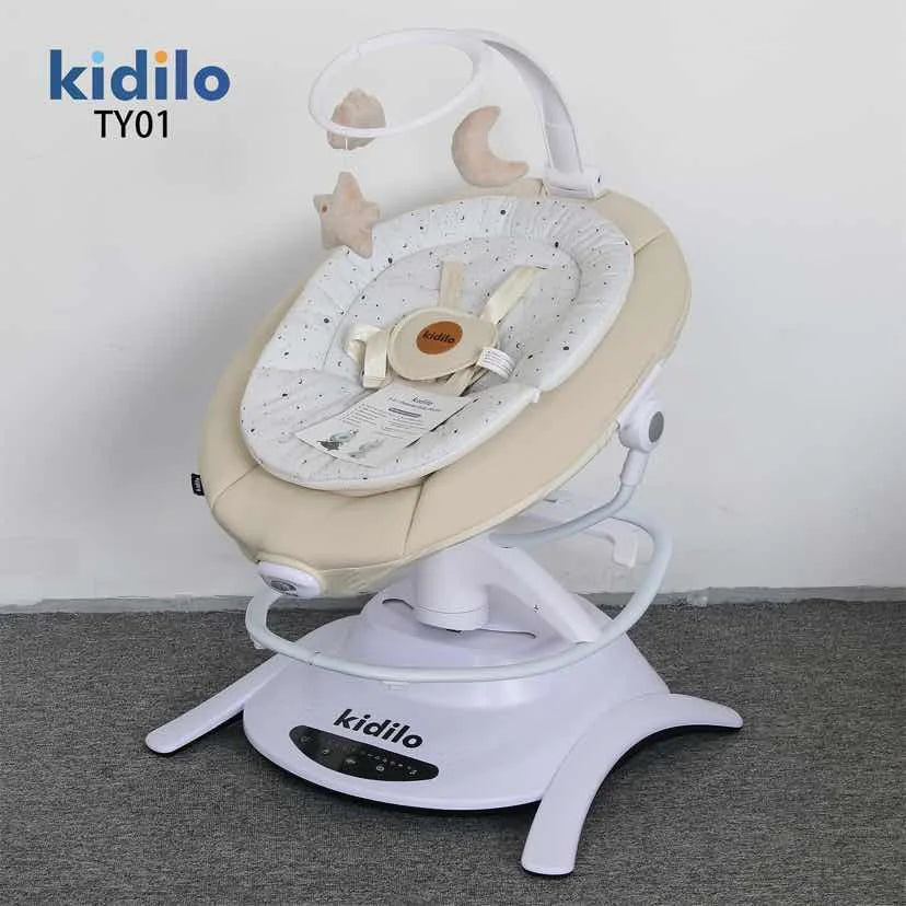6-36 Months Baby Electric Swing Rocking Chair Foldable Non-Toxic Swing Chair with Bouncer Function for Toddler Sleep Indoor TY01