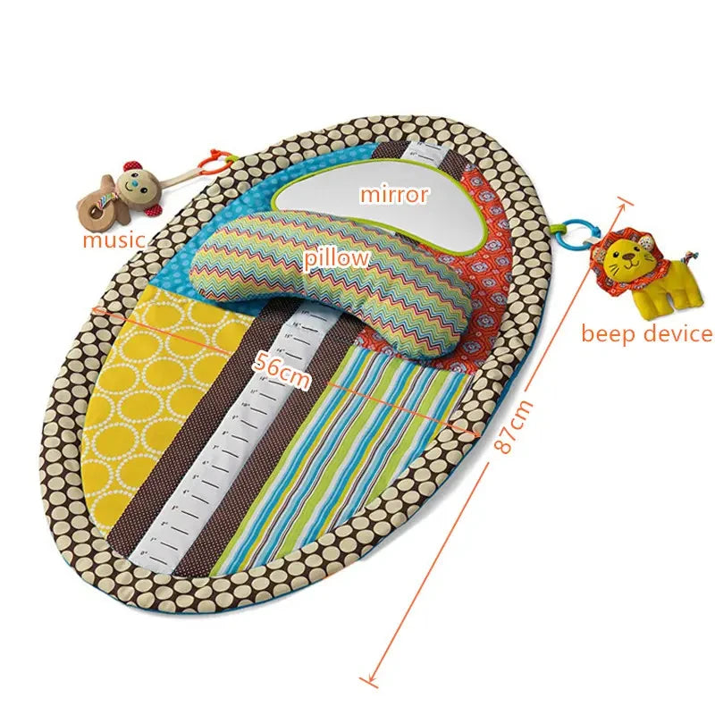 Jollybaby Crawling Development Activity Toy Baby Tummy Time Mirror Play Mat with Pillow Cotton Material for 3-9 Months