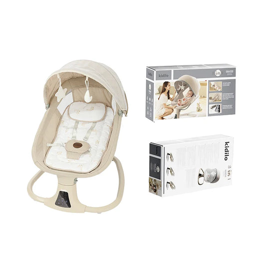 Baby Electric Swing Rocking Chair Foldable 6-36 Months Non-Toxic Swing Chair with Bouncer Function for Toddler Sleep Indoor E05D