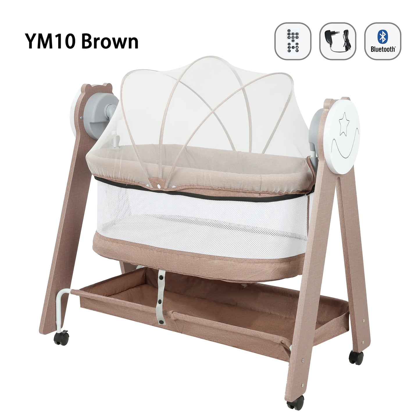 Newborn Foldable Portable Modern Kidilo Luxury Baby Crib, Convertible 3 in 1 Bedside Crib with Mosquito Net for Nursery YM10