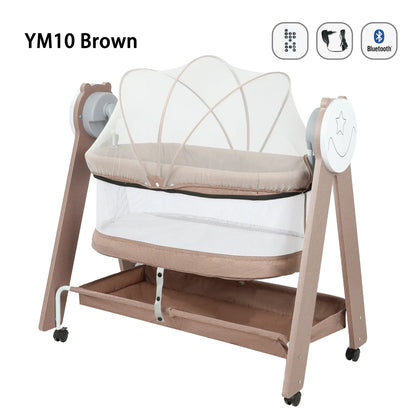 Newborn Foldable Portable Modern Kidilo Luxury Baby Crib, Convertible 3 in 1 Bedside Crib with Mosquito Net for Nursery YM10