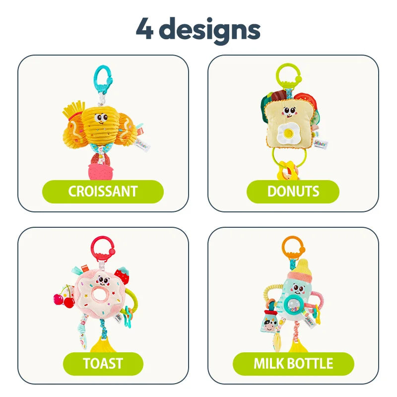 Wholesale Stroller Toy Soft Plush Cloth Rattle Teether Baby Bed Hanging Sensory Crinkle Toy for Cot Crib Play Mat