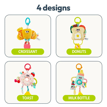 Wholesale Stroller Toy Soft Plush Cloth Rattle Teether Baby Bed Hanging Sensory Crinkle Toy for Cot Crib Play Mat