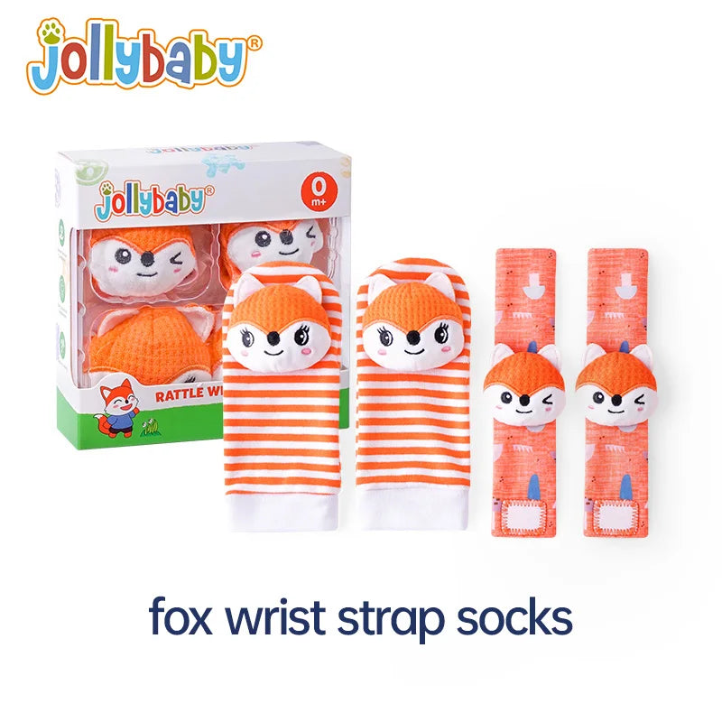 Jollybaby 4-Pack Newborn Koala Animals Soft Stuffed Infant Wrist Rattles Baby Rattle Socks Toys Set Comfortable Toy Gift