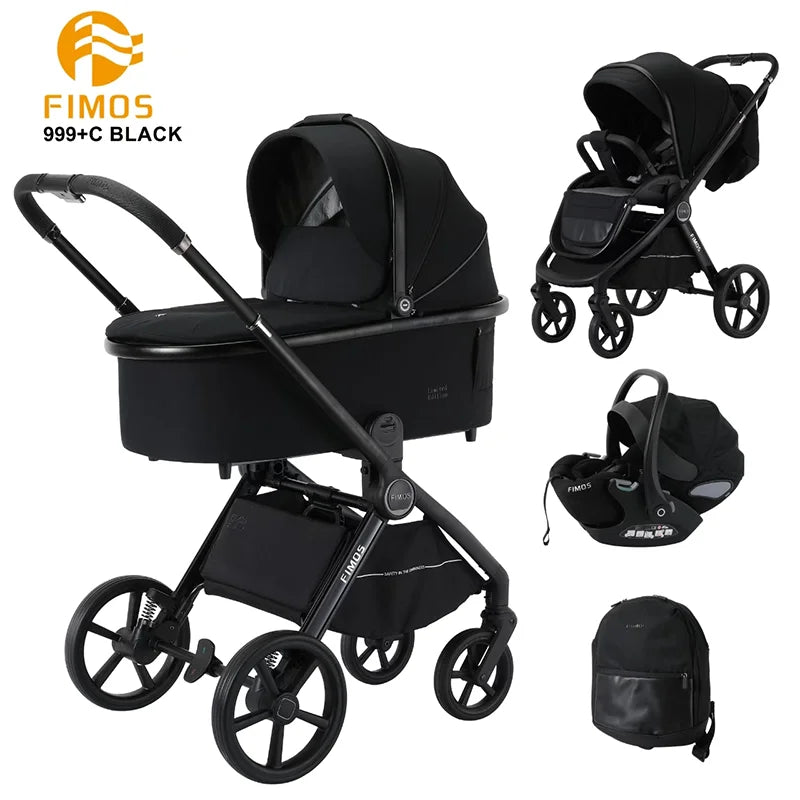 0-3 Years 3 in 1 Kidilo Baby Stroller with Car Seat, Non-Toxic Durable Foldable Travel Stroller for Toddlers Family Trips 999+C