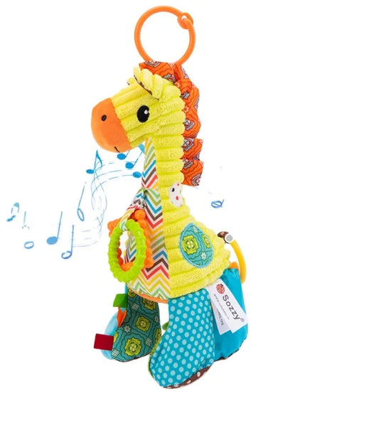 Jollybaby Soft Toy Rattles Hanging Animals Lion Elephant Zebra Horse Musical Toy for Baby's Stroller Car Seat PP Cotton Filling