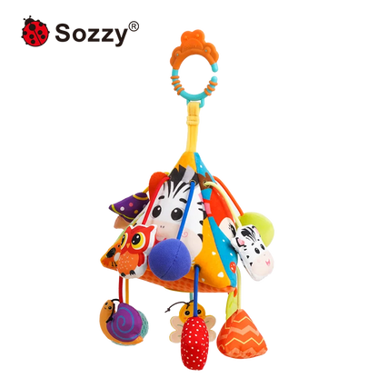 Sozzy Custom Sensory Education Baby Hanging Rattle Toys Soft Activity Plush Toy Montessori Pull String Toys