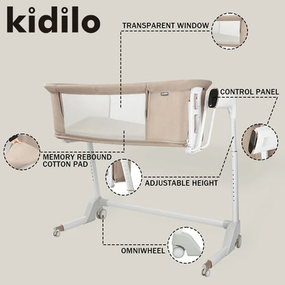Kidilo Luxury Convertible Bedside Crib Bed Foldable Modern Travel Portable for Newborns Luxury Mosquito Net Bedroom  SG506