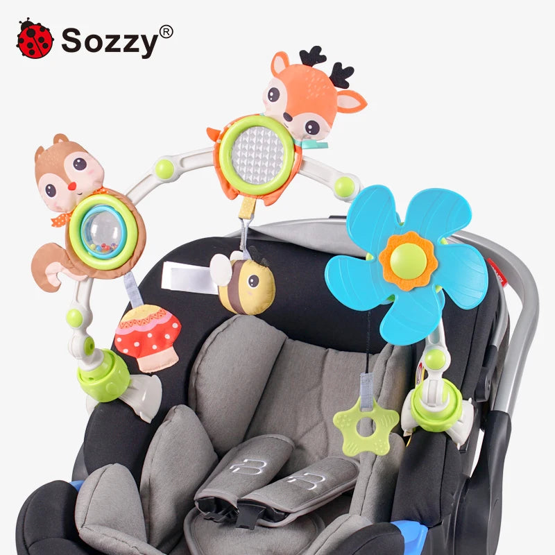 Sozzy Custom Sensory Elephant Baby Bed Hanging Toys Soft Musical Activity Arch Toys for Bassinet Crib Stroller Soothing Sensory