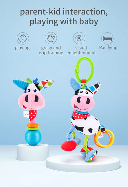 Jollybaby Colorful Soft Infant Rattle and Teether Toy Plush Animal Bed Hanging Baby Rattles Best Seller Baby Rattles Product