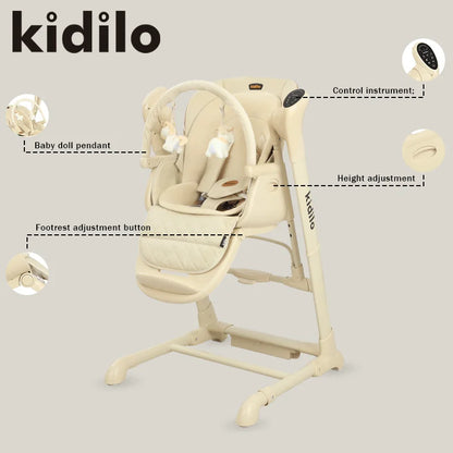 Kidilo 6-36 Months 3 in 1 Foldable Baby High Chair, Non-Toxic Feeding Chair for Home & Small-Space Toddler & Baby Dining TY02