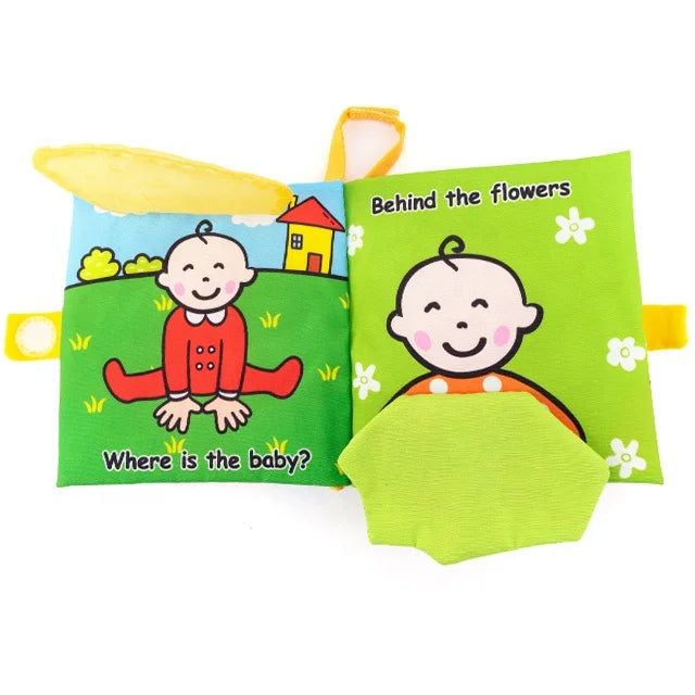 Jollybaby Fribic Activity Cloth Books Unisex Learning Toys Natural Preschool Baby Educational Soft Sensory Crinkle Peek a Baby