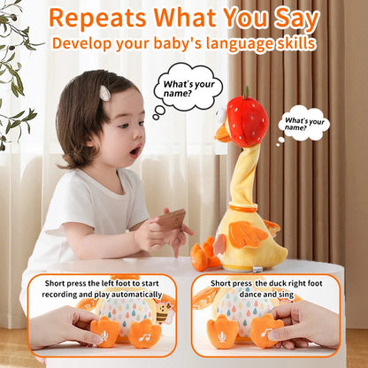 Jollybaby Kids Toddler Toys Talking Duck Repeats What You Say Interactive Plush Repeating Toy for Boy Girl Birthday Gift