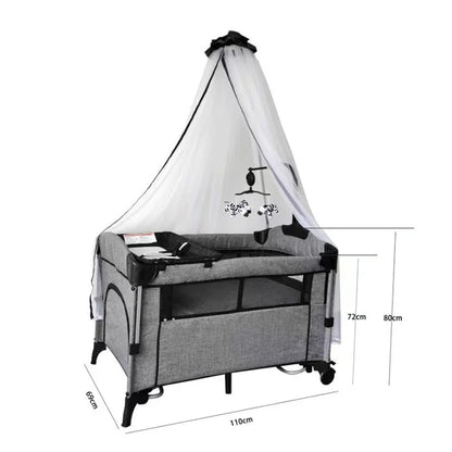 Newborn Foldable Portable Modern Kidilo Luxury Baby Crib, Convertible 3 in 1 Bedside Crib with Mosquito Net for Nursery P02