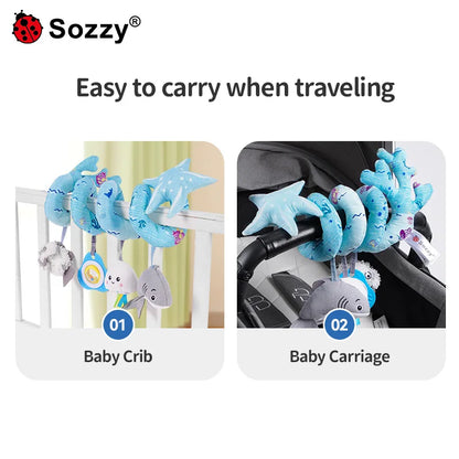 SOZZY Factory OEM Baby Plush Toys Pram Spiral Bed Rattle with Cute Animals Stroller and Travel Activity Toy Unisex SZ Plush Dice