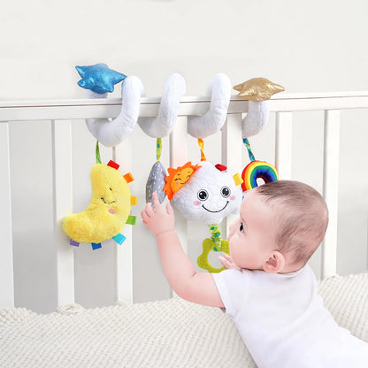 Jollybaby 2025 New Baby Activity Carseat Stroller Musical Hanging Toy Soft Stuffed Spiral Crib Toys