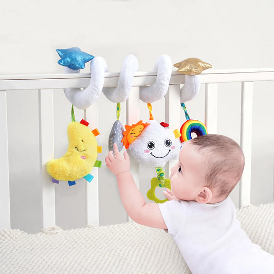 Jollybaby 2025 New Baby Activity Carseat Stroller Musical Hanging Toy Soft Stuffed Spiral Crib Toys