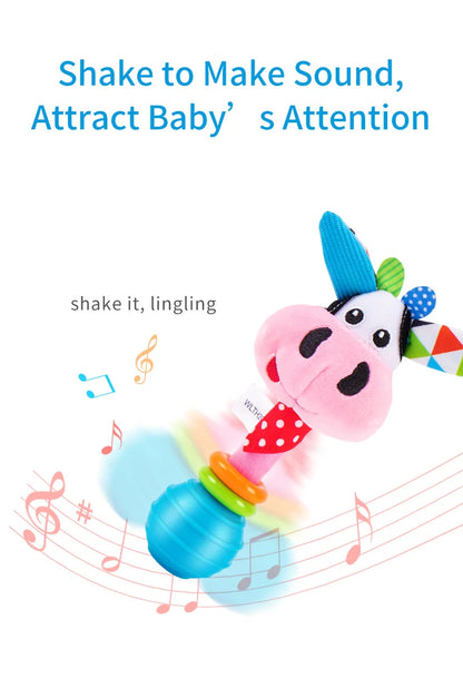 Jollybaby Custom Eco-friendly Soft Rattling Roller Montessori Handbells Rattles Toy Baby Plush Hand Rattles