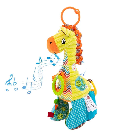 Sozzy Cute Soft Touch Infant Musical Car Seat Pulling String Toy Hanging Plush Stuffed Toy for Newborn Babies and Children