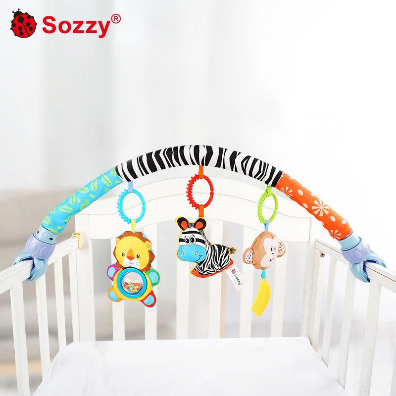 Wholesale Adjustable Zebra Baby Mobile Grasping Hanging Musical Pram Toys for Crib Stroller Activity Arch Car Seat Stroller Toys