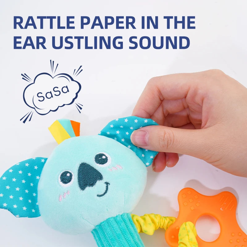 Jollybaby Custom New Animal Stuffed Soft Plush Toy Baby Sensory Rattles Baby Sensory Hand Rattle
