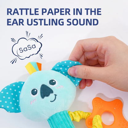 Jollybaby Custom New Animal Stuffed Soft Plush Toy Baby Sensory Rattles Baby Sensory Hand Rattle