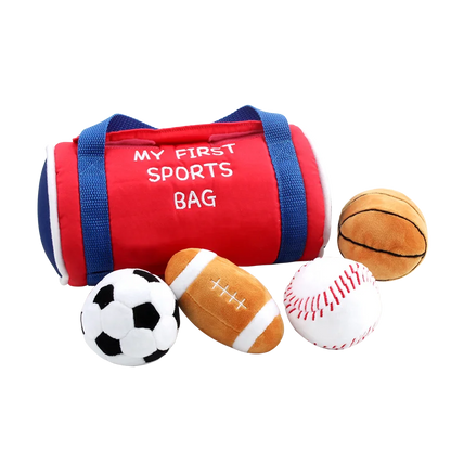 Custom Kids Pretend Plush Toys My First Sport Set Soft Plush Sensory Toys with Plush Soccer Football Balls for Child Baby