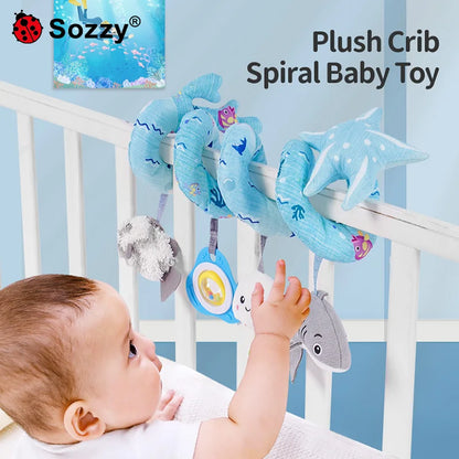 SOZZY Factory OEM Baby Plush Toys Pram Spiral Bed Rattle with Cute Animals Stroller and Travel Activity Toy Unisex SZ Plush Dice