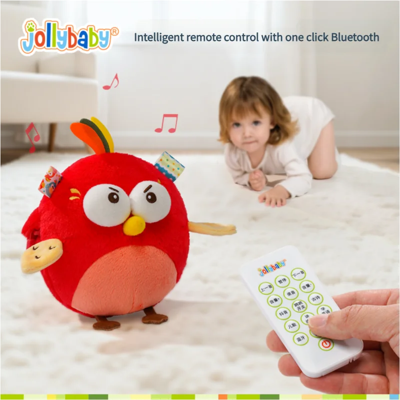 Jollybaby Electric Jumping Bird Sensory Toy Emotional Soothing Music Dancing plush Toy for Babies 0-6 yrs Early Education