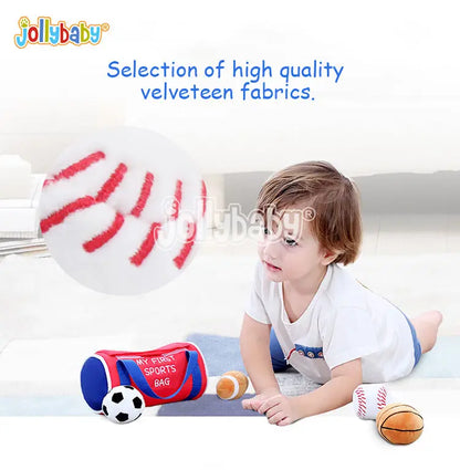 Custom Kids Pretend Plush Toys My First Sport Set Soft Plush Sensory Toys with Plush Soccer Football Balls for Child Baby